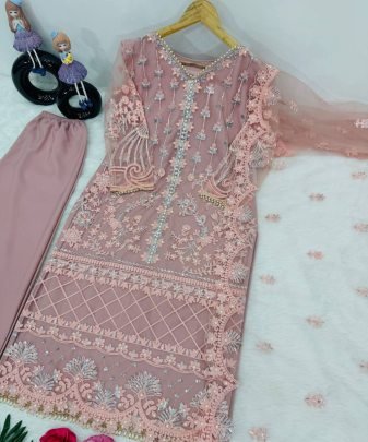 New Designer Heavy  Soft Net Top pent Suit Set