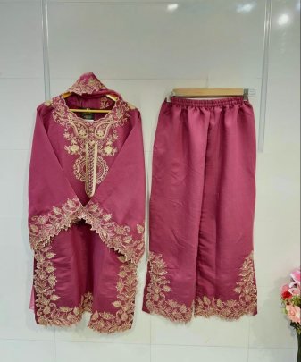 New Designer Pakistani Natural Silk Salwar Suit Set 