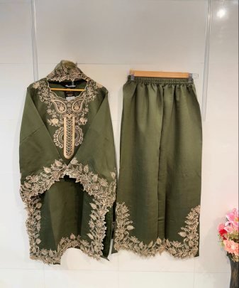 New Designer Pakistani Natural Silk Salwar Suit Set 