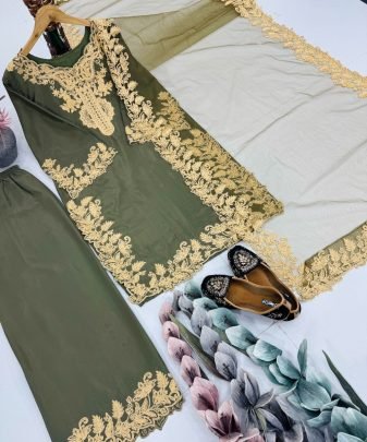 New Designer Pakistani Natural Silk Salwar Suit Set