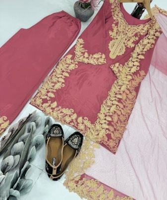 New Designer Pakistani Natural Silk Salwar Suit Set