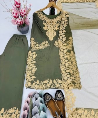 New Designer Pakistani Natural Silk Salwar Suit Set