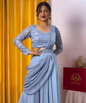 New Designer Party Wear 3 Pis Set With Belt