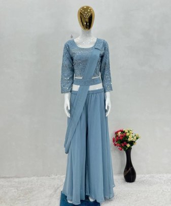 New Designer Party Wear 3 Pis Set With Belt