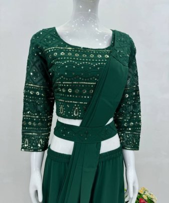 New Designer Party Wear 3 Pis Set With Belt