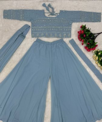 New Designer Party Wear 3 Pis Set With Belt