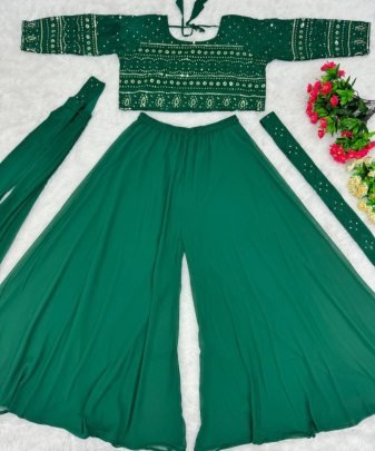 New Designer Party Wear 3 Pis Set With Belt