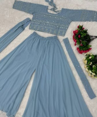 New Designer Party Wear 3 Pis Set With Belt