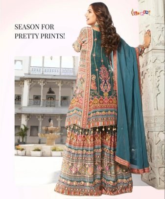 New designer party wear Digital Printed Top sharara Suit set