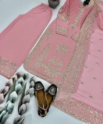 New Designer Party wear Embroidery Sequence Work top palazzo With Dupatta