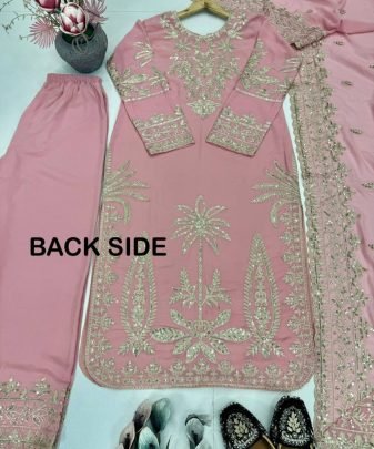 New Designer Party wear Embroidery Sequence Work top palazzo With Dupatta