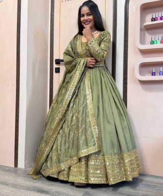 New Designer Party Wear Fancy Gown With Dupatta