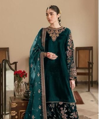 New Designer Party Wear Heavy Viscose Velvet Top With Pent