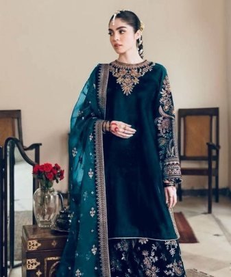 New Designer Party Wear Heavy Viscose Velvet Top With Pent