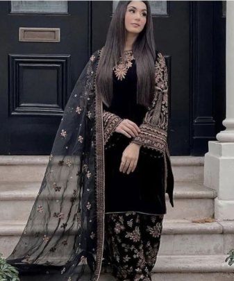 New Designer Party Wear Heavy Viscose Velvet Top With Pent