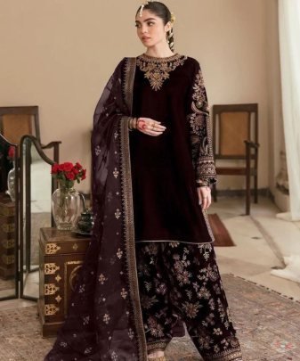 New Designer Party Wear Heavy Viscose Velvet Top With Pent