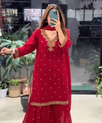 New Designer Party Wear Heavy Embroidery Sequence Work 3 Pis Suit Set