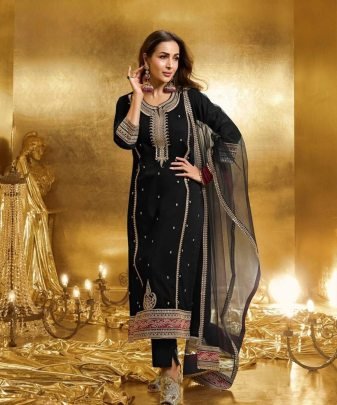 New Designer Party Wear Heavy Embroidery Coding Sequence Work 3 Pis Suit Set