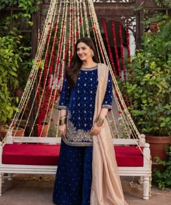 New Designer Party Wear Heavy Viscose Velvet Top With Sharara