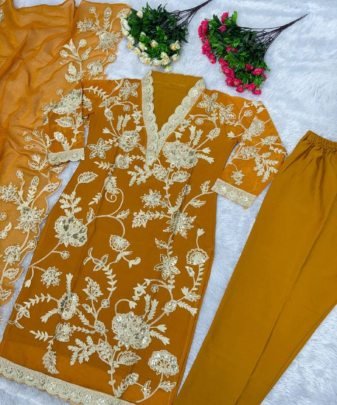 New Designer Party Wear Heavy Taby Organza Top With Dupatta