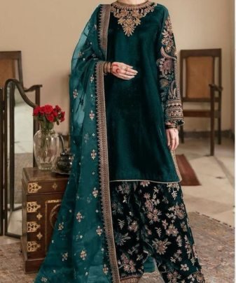 New Designer Party Wear Heavy Viscose Velvet Top With Pent