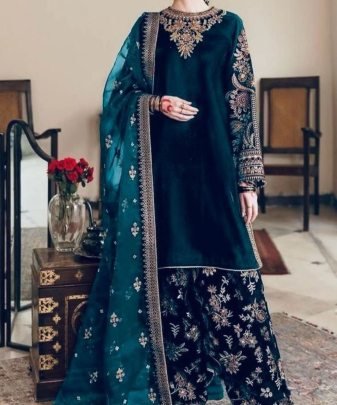 New Designer Party Wear Heavy Viscose Velvet Top With Pent