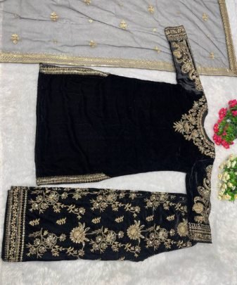 New Designer Party Wear Heavy Viscose Velvet Top With Pent