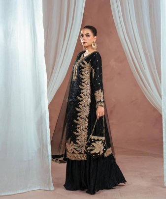 New Designer Party Wear Heavy Embroidery Sequence Work 3 Pis Suit Set