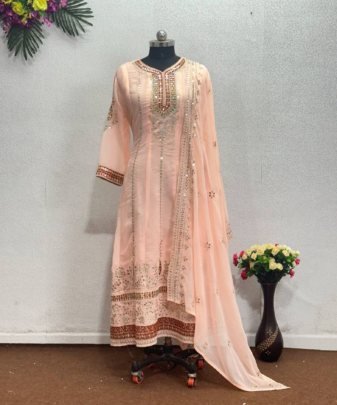 New Designer Party Wear Heavy Georgette Gown With Dupatta