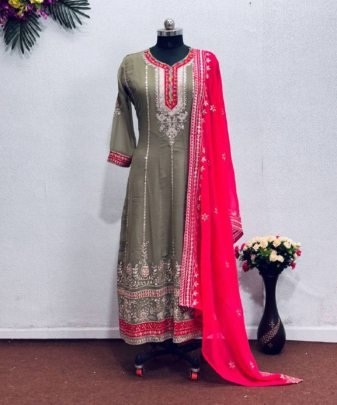 New Designer Party Wear Heavy Georgette Gown With Dupatta