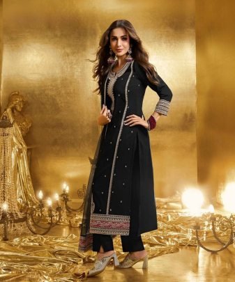 New Designer Party Wear Heavy Embroidery Coding Sequence Work 3 Pis Suit Set