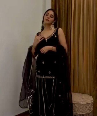 New Designer Party Wear Heavy Viscose Velvet Top With Sharara