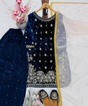 New Designer Party Wear Heavy Viscose Velvet Top With Sharara