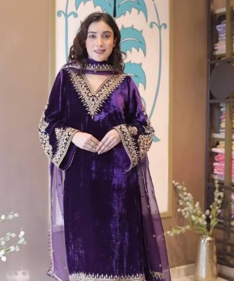 New Designer Party Wear Heavy Embroidery Sequence Work 3 Pis Suit Set