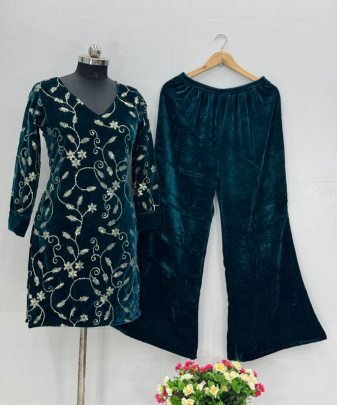 New Designer Party Wear Heavy Viscose Velvet Top With Pent