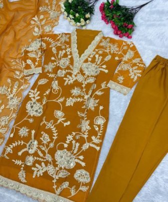 New Designer Party Wear Heavy Taby Organza Top With Dupatta