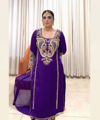 New Designer Party Wear Heavy Embroidery Sequence Work 3 Pis Suit Set