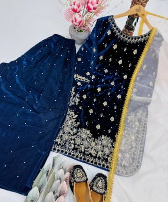 New Designer Party Wear Heavy Viscose Velvet Top With Sharara