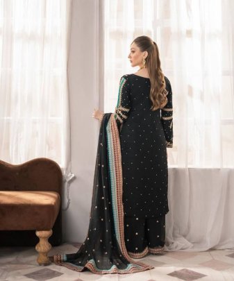 New Designer Party Wear Heavy Embroidery Sequence Work 3 Pis Suit Set