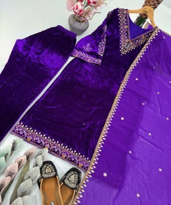 New Designer Party Wear Heavy Embroidery Sequence Work 3 Pis Suit Set