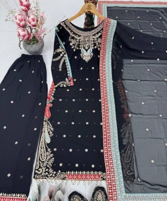 New Designer Party Wear Heavy Embroidery Sequence Work 3 Pis Suit Set
