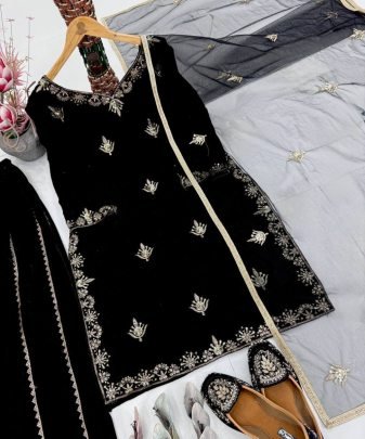 New Designer Party Wear Heavy Viscose Velvet Top With Sharara