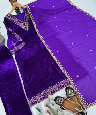 New Designer Party Wear Heavy Embroidery Sequence Work 3 Pis Suit Set