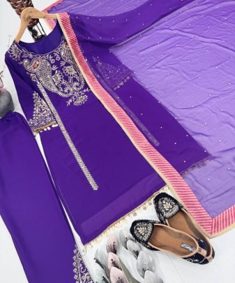 New Designer Party Wear Heavy Embroidery Sequence Work 3 Pis Suit Set