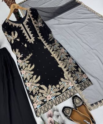 New Designer Party Wear Heavy Embroidery Sequence Work 3 Pis Suit Set