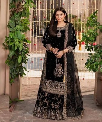 New Designer Wear 9000 Velvet Top With Sharara