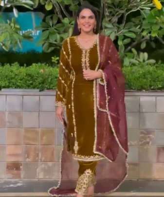 New Designer Wear Heavy Chine Stitched Work 3 Pis Suit Set