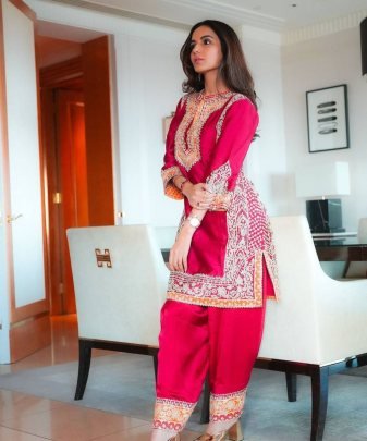 New Designer Wear Heavy Chine Stitch  Work 3 Pis Suit Set