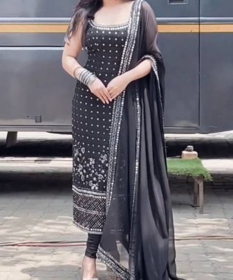 New Designer Wear Heavy Chine Sequence Work 3 Pis Suit Set