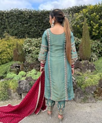 New Designer Wear Heavy Chine Sequence With Heavy Hand Work Pakistani Suit Set
